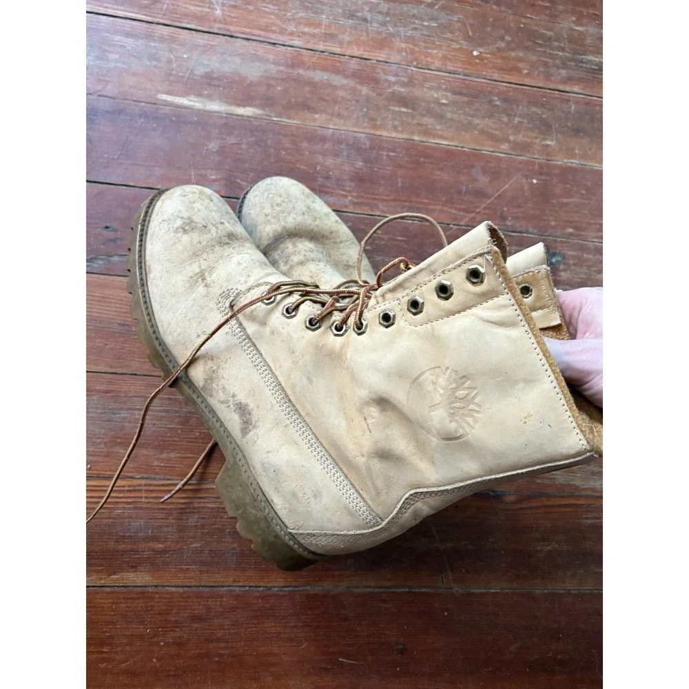 VTG Timberland Boots Mens Sz 10 Wide Brown Lace Up Military Nubuck Leather Work